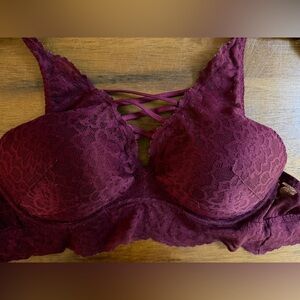 PINK Victoria's Secret Push-up Lace Bralette in Burgundy